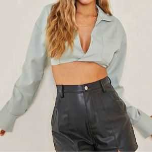 Princess Polly Mint Green Collared Crop